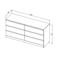 Комод Aquanet Сканди, 160 x 48.3 х 79.7 см, напольный, 6 ящиков, дуб крафт, 00302548