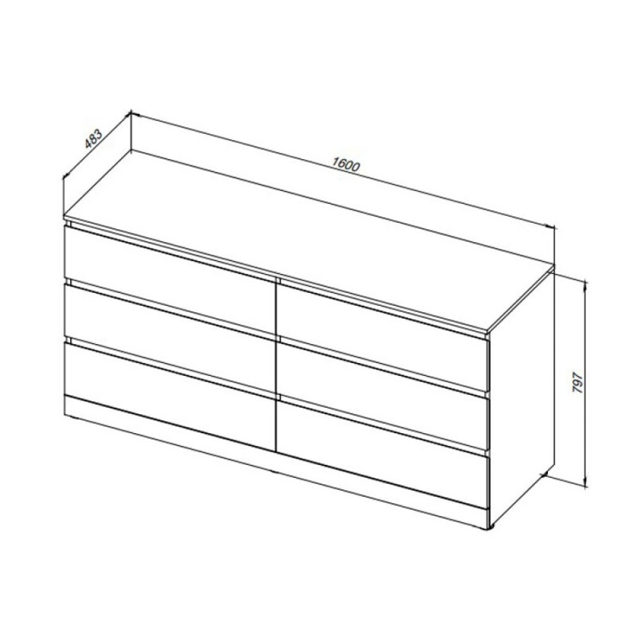 Комод Aquanet Сканди, 160 x 48.3 х 79.7 см, напольный, 6 ящиков, дуб крафт, 00302548