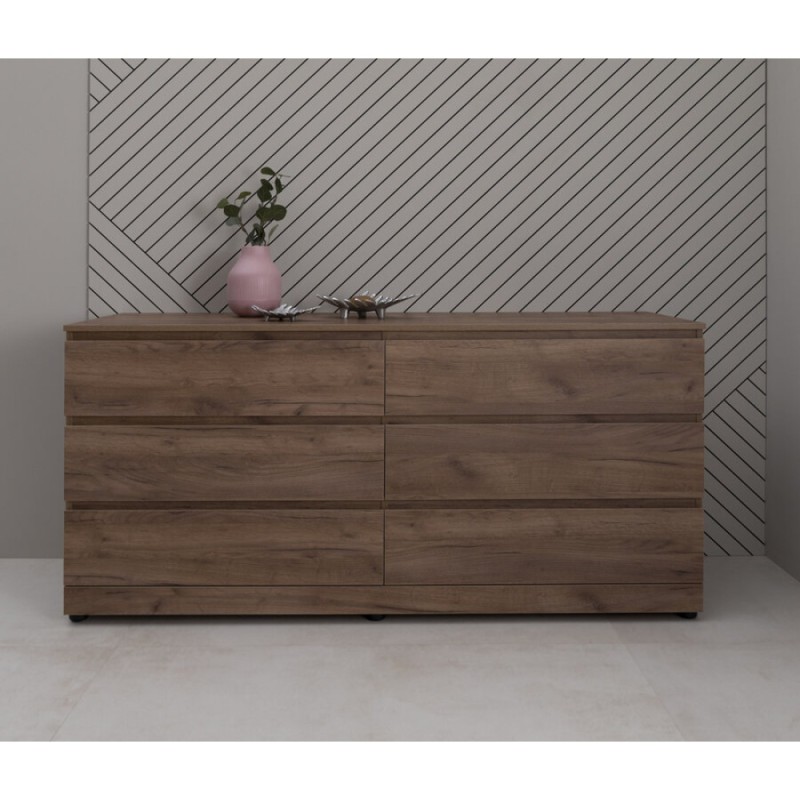 Комод Aquanet Сканди, 160 x 48.3 х 79.7 см, напольный, 6 ящиков, дуб крафт, 00302548