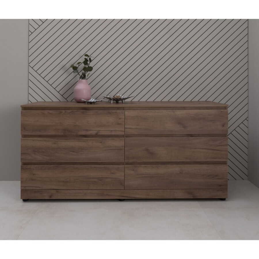 Комод Aquanet Сканди, 160 x 48.3 х 79.7 см, напольный, 6 ящиков, дуб крафт, 00302548