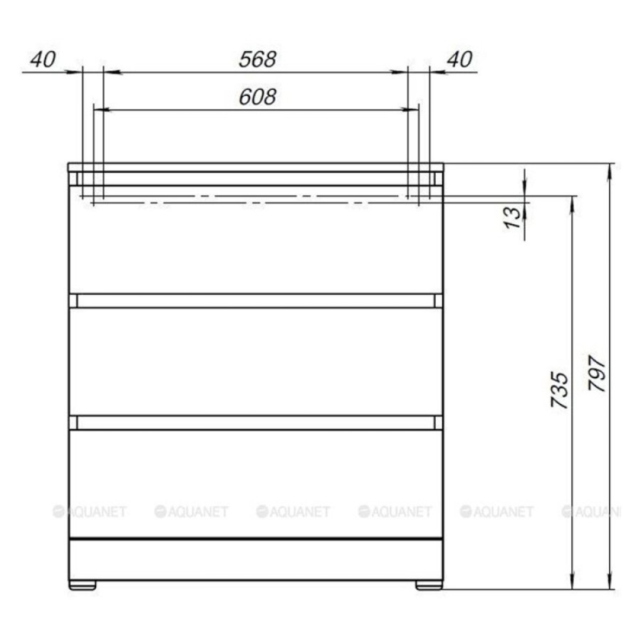 Комод Aquanet Сканди, 70 x 40.3 х 79.7 см, напольный, 3 ящика, дуб эдгрейн, 00302549