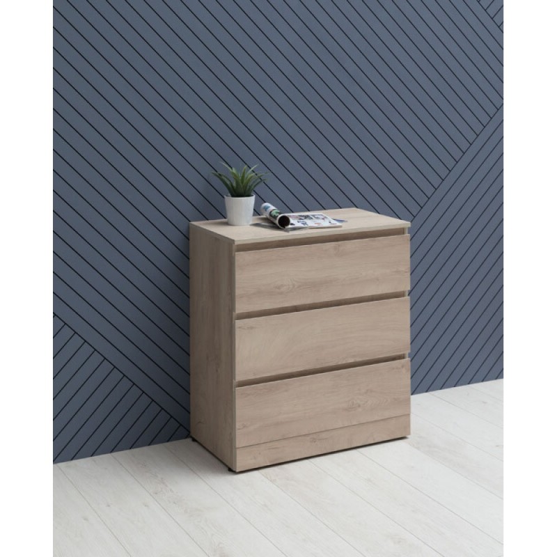Комод Aquanet Сканди, 70 x 40.3 х 79.7 см, напольный, 3 ящика, дуб эдгрейн, 00302549