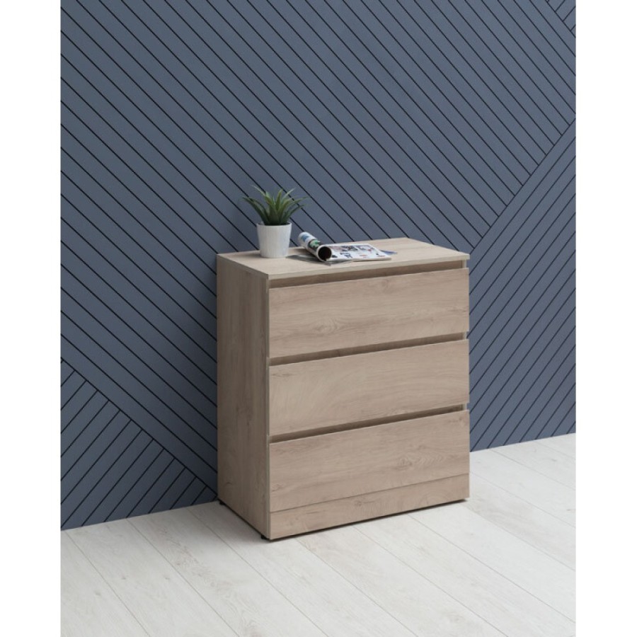 Комод Aquanet Сканди, 70 x 40.3 х 79.7 см, напольный, 3 ящика, дуб эдгрейн, 00302549