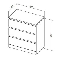 Комод Aquanet Сканди, 70 x 40.3 х 79.7 см, напольный, 3 ящика, дуб крафт, 00302550