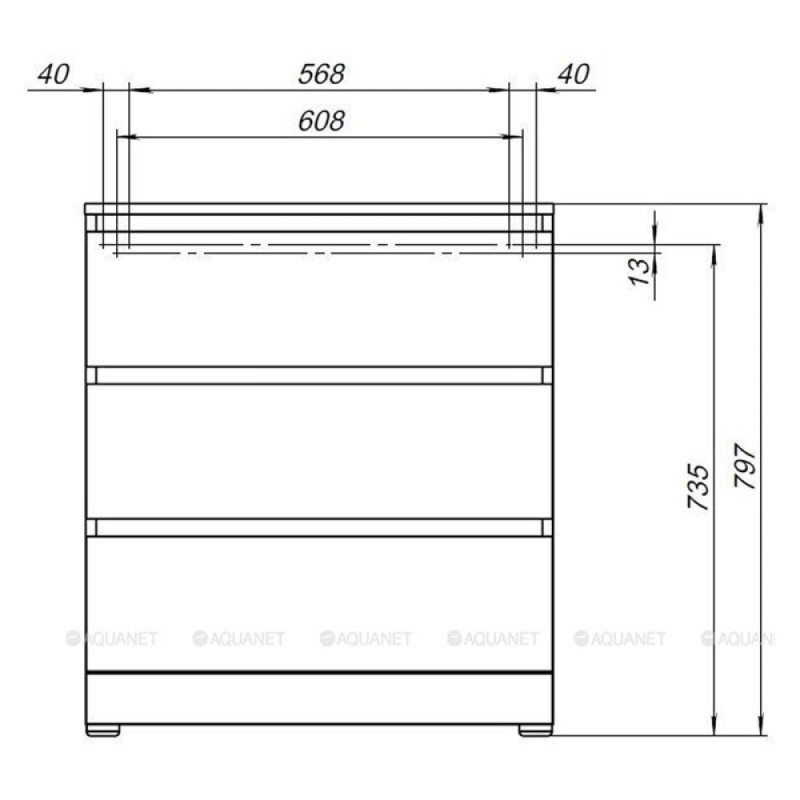 Комод Aquanet Сканди, 70 x 40.3 х 79.7 см, напольный, 3 ящика, дуб крафт, 00302550