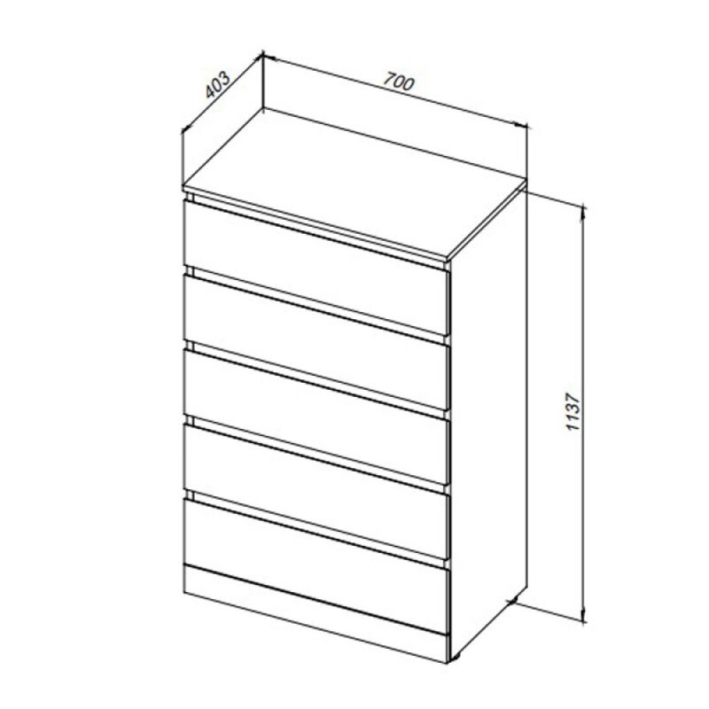 Комод Aquanet Сканди, 70 x 40.3 х 113.7 см, напольный, 5 ящиков, дуб крафт, 00302552