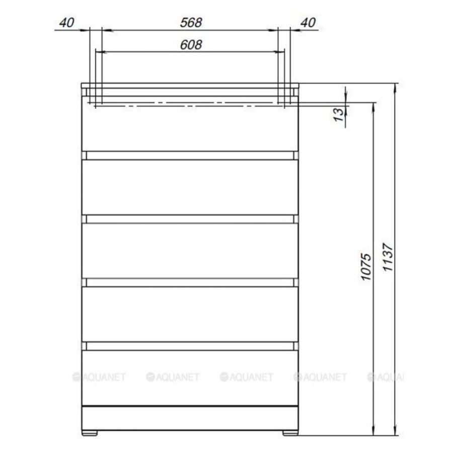 Комод Aquanet Сканди, 70 x 40.3 х 113.7 см, напольный, 5 ящиков, дуб крафт, 00302552