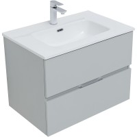Тумба под раковину Aquanet Алвита New 70 см, подвесная, цвет серый матовый, 303907