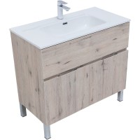 Тумба под раковину Aquanet Алвита New 90 см, напольная, цвет дуб веллингтон белый, 303912