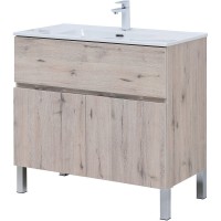 Тумба под раковину Aquanet Алвита New 90 см, напольная, цвет дуб веллингтон белый, 303912