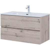 Тумба под раковину Aquanet Алвита New 90 см, подвесная, цвет дуб веллингтон белый, 303921