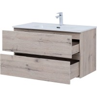 Тумба под раковину Aquanet Алвита New 90 см, подвесная, цвет дуб веллингтон белый, 303921