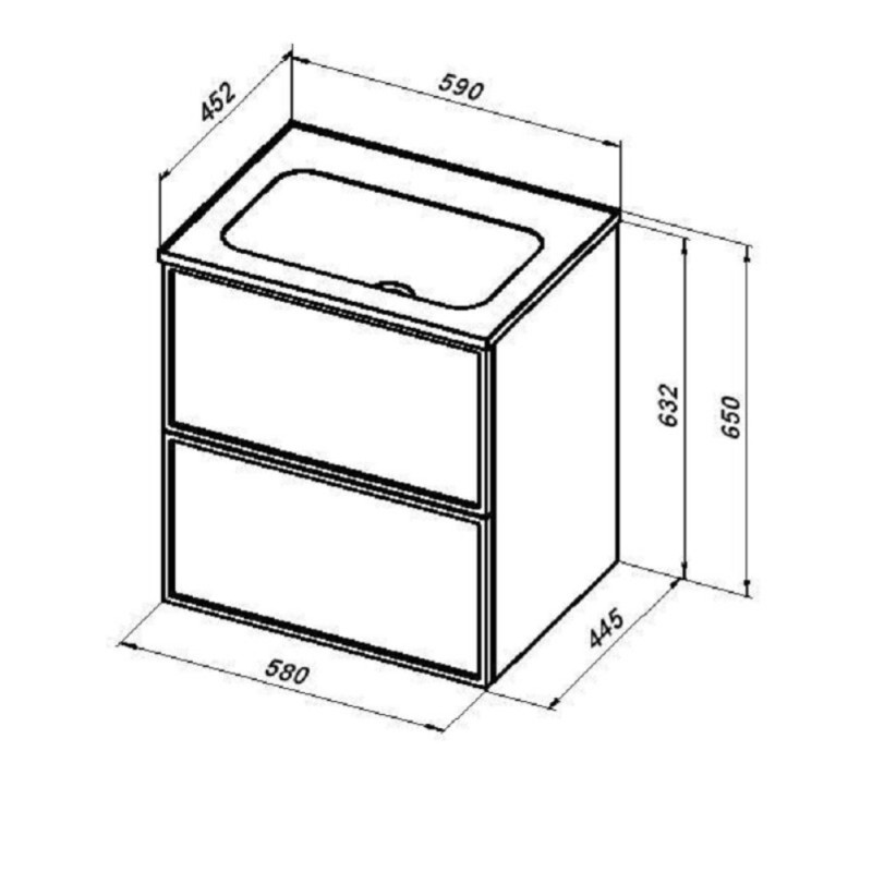 Раковина Aquanet Арт 306390, 60 см, искусственный камень, белый