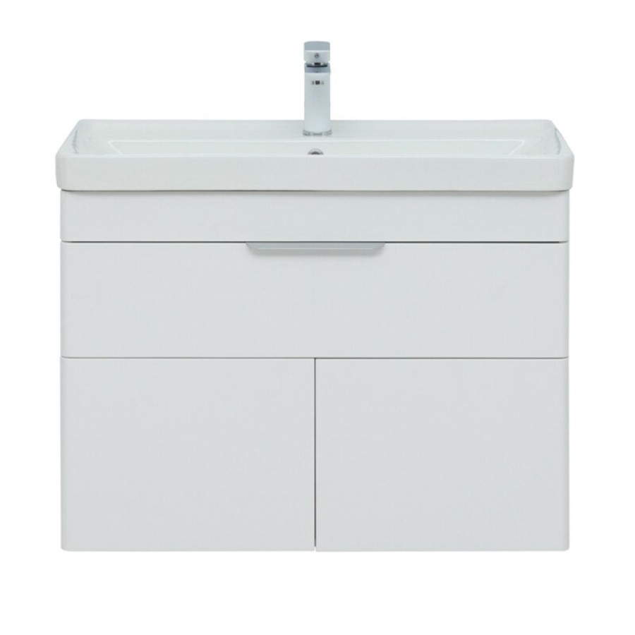 Тумба под раковину Aquanet Ирис new 80, подвесная, 1 ящик 2 фасада, белый глянец, 00310150