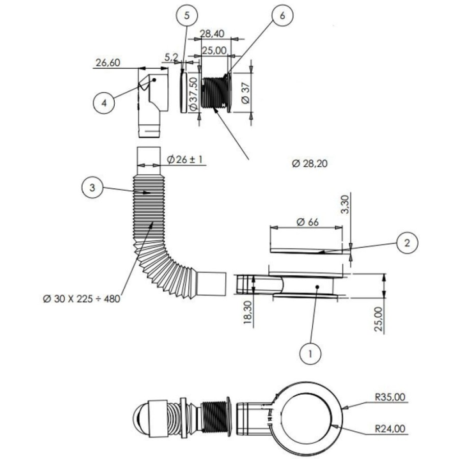Слив-перелив Aquanet 00312686, для литьевых раковин, хром
