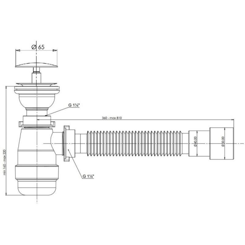 Сифон Aquanet 00312687, для раковины, серый