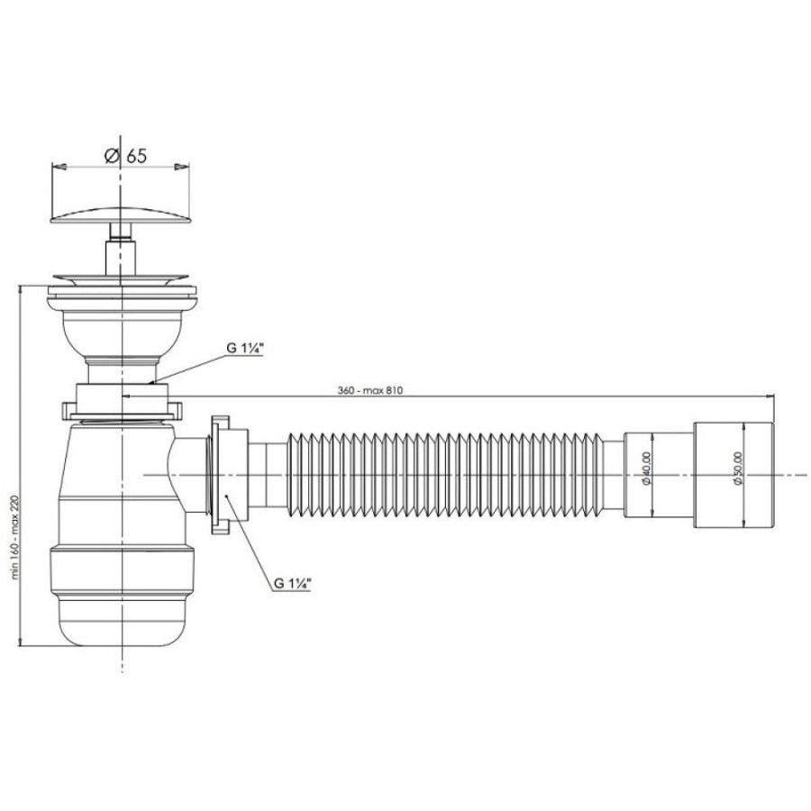 Сифон Aquanet 00312687, для раковины, серый