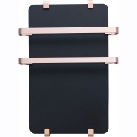 Полотенцесушитель электрический Allen Brau Infinity 00325630, ширина 44 см, высота 100 см, рейлинг 2.0, крепление, чёрное матовое стекло/медь браш