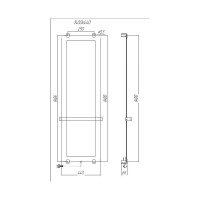 Полотенцесушитель электрический Allen Brau Infinity 00325632, ширина 44 см, высота 140 см, рейлинг 2.0, крепление, чёрное матовое стекло/медь браш