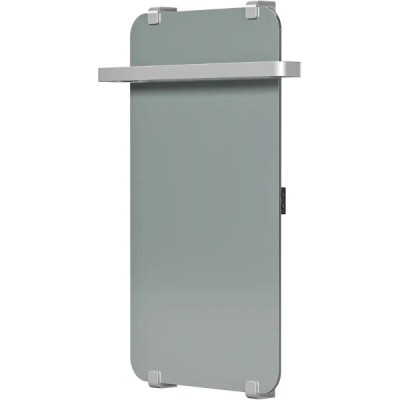 Полотенцесушитель электрический Allen Brau Infinity 00325643, ширина 44 см, высота 80 см, рейлинг 2.0, крепление, зеркальное стекло/серебро браш