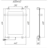 Полотенцесушитель электрический Allen Brau Infinity 00325649, ширина 44 см, высота 60 см, рейлинг 2.0, крепление, зеркальное стекло/медь браш
