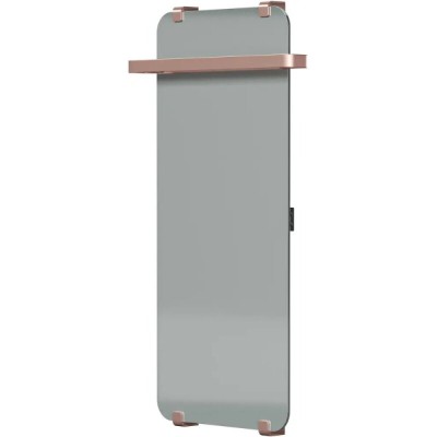 Полотенцесушитель электрический Allen Brau Infinity 00325651, ширина 44 см, высота 100 см, рейлинг 2.0, крепление, зеркальное стекло/медь браш
