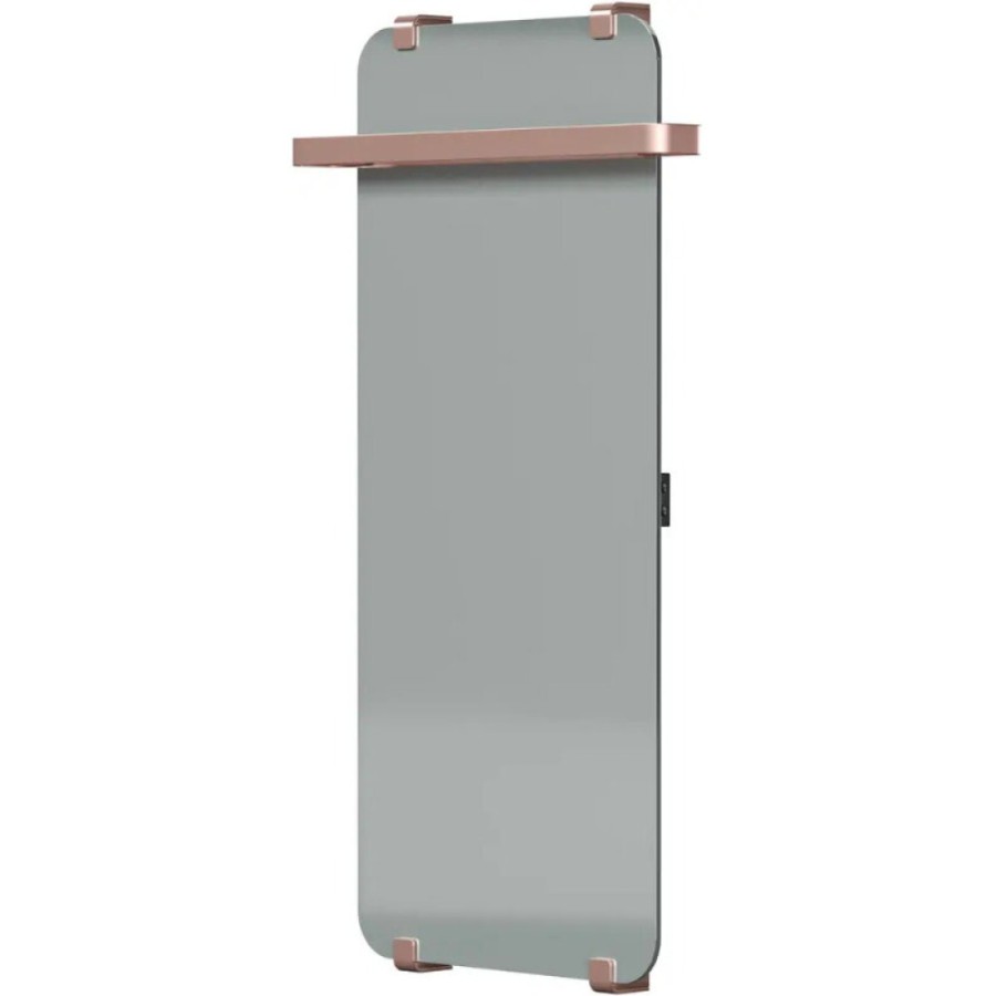 Полотенцесушитель электрический Allen Brau Infinity 00325651, ширина 44 см, высота 100 см, рейлинг 2.0, крепление, зеркальное стекло/медь браш