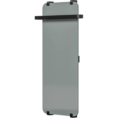 Полотенцесушитель электрический Allen Brau Infinity 00325658, ширина 44 см, высота 100 см, рейлинг 2.0, крепление, зеркальное стекло/черный матовый