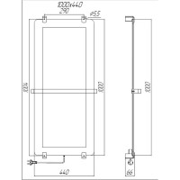Полотенцесушитель электрический Allen Brau Infinity 00325658, ширина 44 см, высота 100 см, рейлинг 2.0, крепление, зеркальное стекло/черный матовый