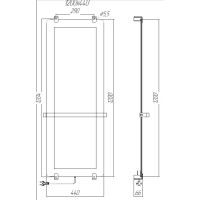 Полотенцесушитель электрический Allen Brau Infinity 00325659, ширина 44 см, высота 120 см, рейлинг 2.0, крепление, зеркальное стекло/черный матовый