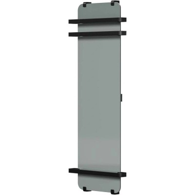 Полотенцесушитель электрический Allen Brau Infinity 00325660, ширина 44 см, высота 140 см, рейлинг 2.0, крепление, зеркальное стекло/черный матовый