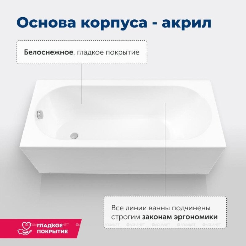 Акриловая ванна Aquanet Lotos 175x80 с каркасом 328870 белая
