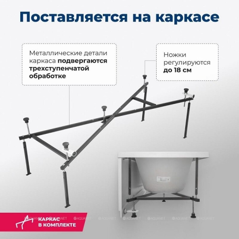 Акриловая ванна Aquanet Lotos 175x80 с каркасом 328870 белая