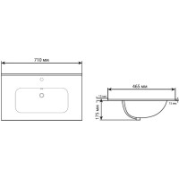 Раковина Aquanet Flat 00329254, 70 см, фарфор, черная матовая
