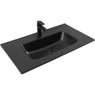 Раковина Aquanet Flat 00329255, 80 см, фарфор, черная матовая