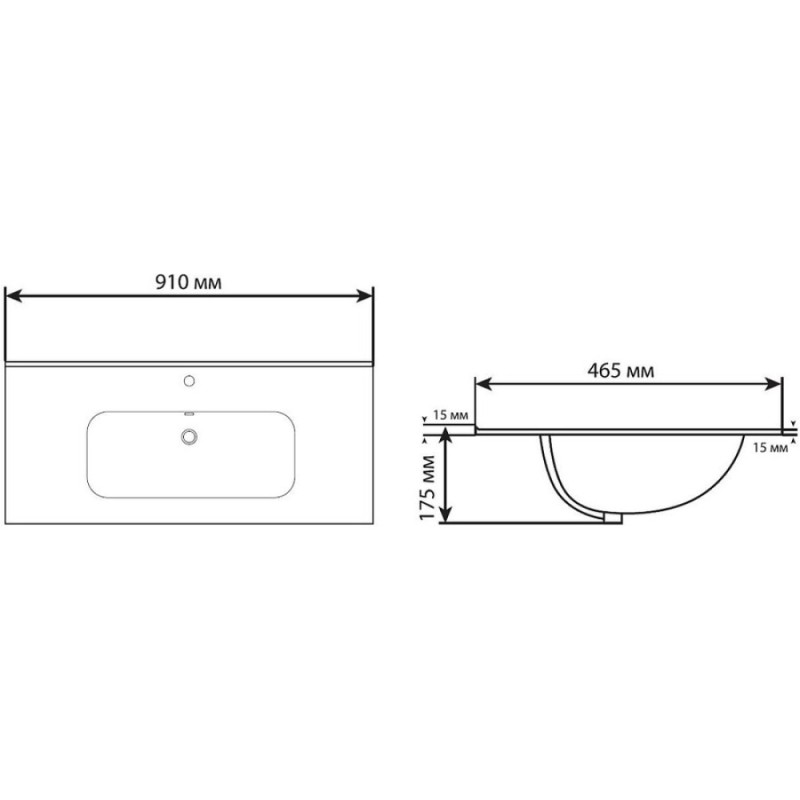 Раковина Aquanet Flat 00329256, 90 см, фарфор, черная матовая