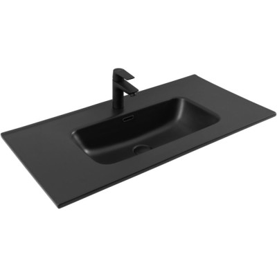 Раковина Aquanet Flat 00329256, 90 см, фарфор, черная матовая
