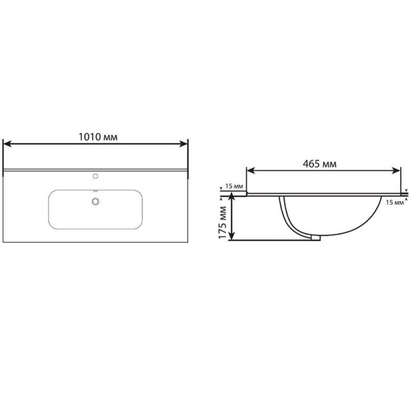 Раковина Aquanet Flat 00329257, 100 см, фарфор, черная матовая