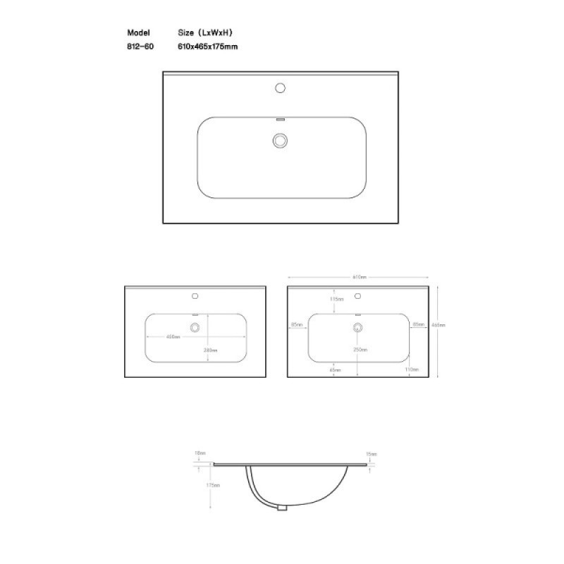 Раковина Aquanet Flat 00330429, 60 см, фарфор, белая матовая
