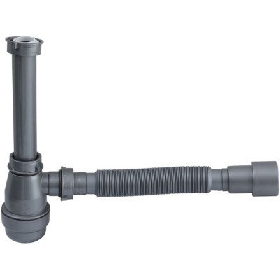 Сифон Aquanet 00332449, для раковины, с накидной гайкой, серый