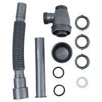 Сифон Aquanet 00332449, для раковины, с накидной гайкой, серый