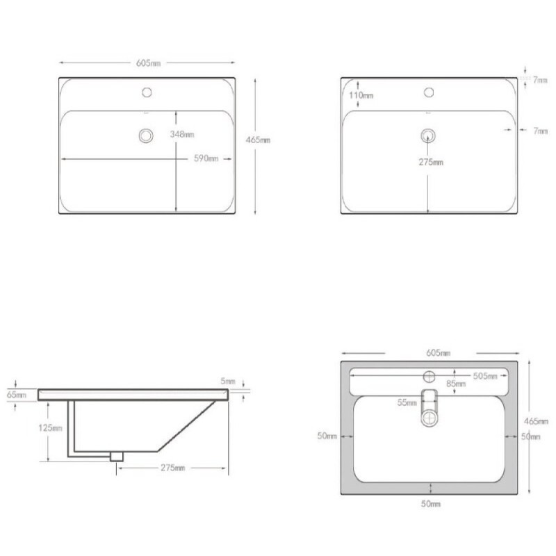 Раковина Aquanet Flash, 00333266, 60 см, фарфор, белая