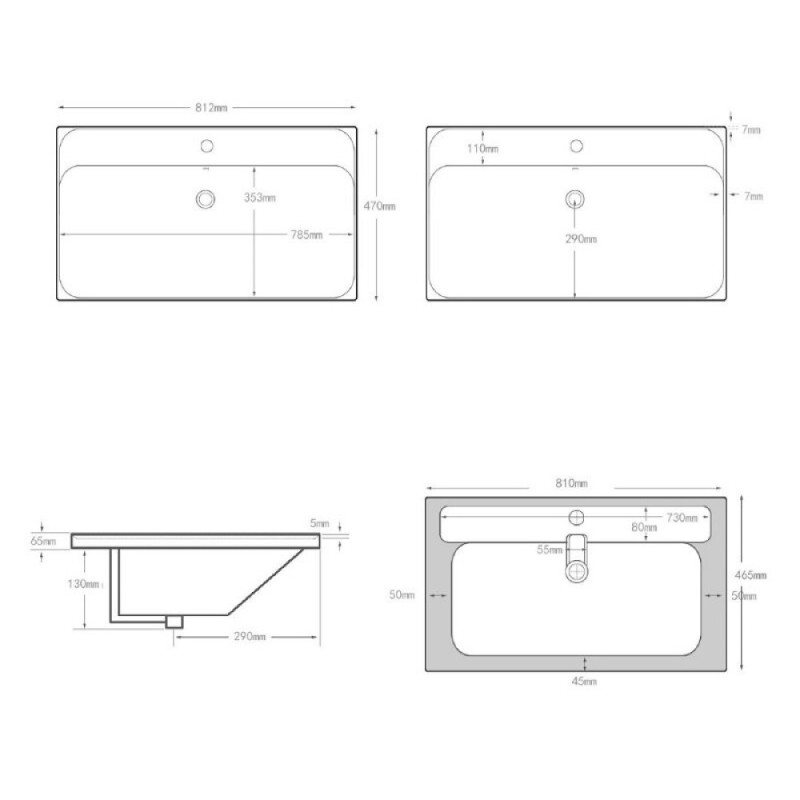 Раковина Aquanet Flash, 00333268, 80 см, фарфор, белая