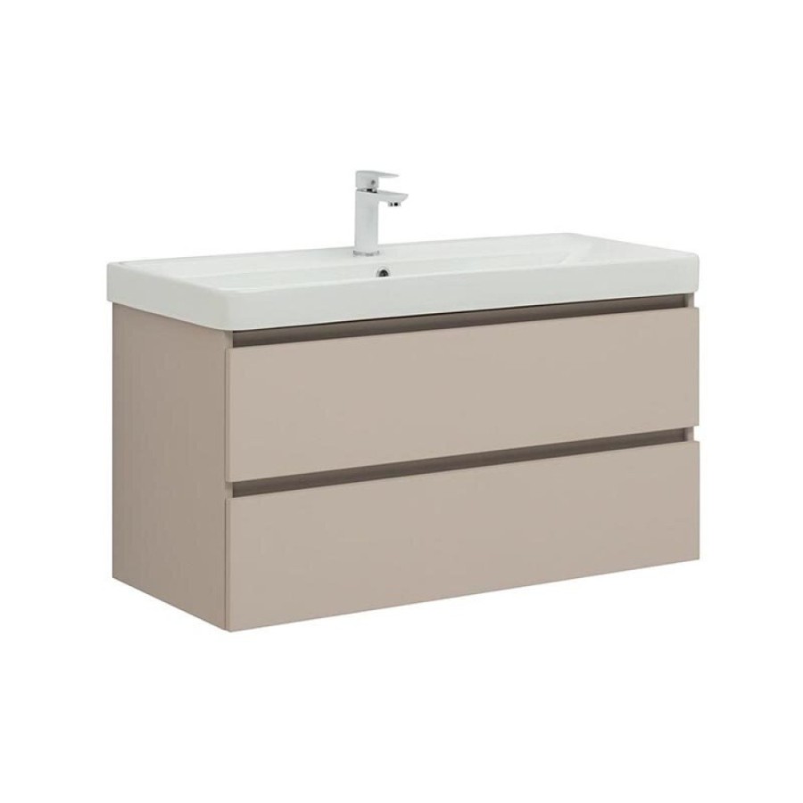 Тумба под раковину Aquanet Вега 2.0, 337939, 100 см, подвесная, бежевый soft touch