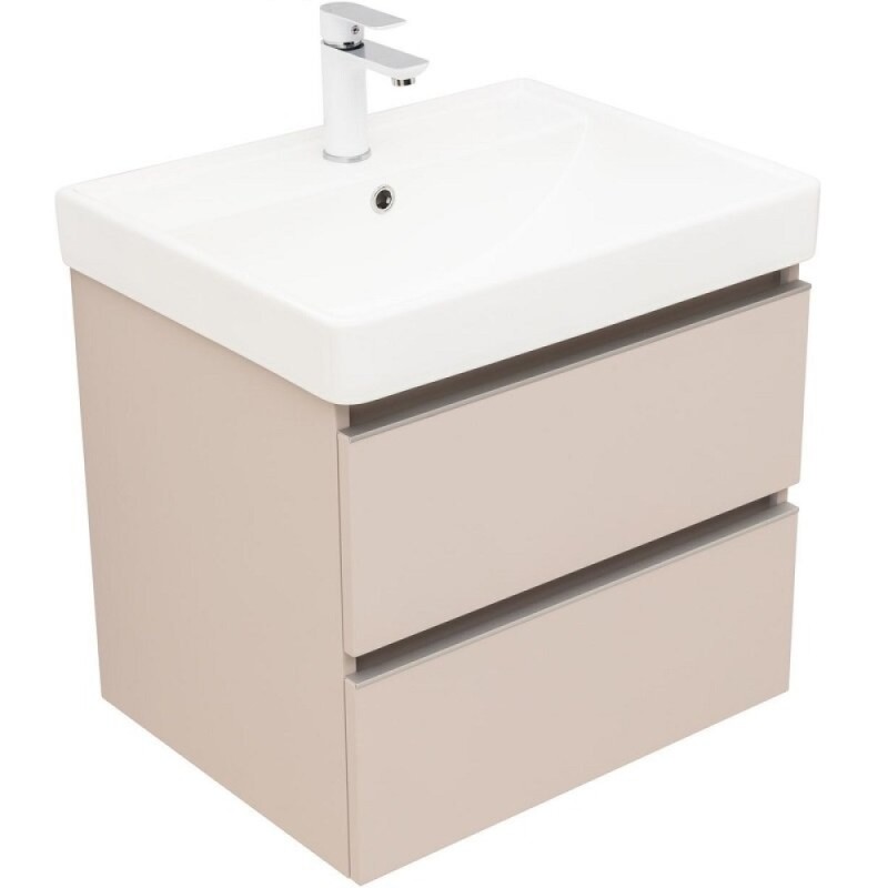 Тумба под раковину Aquanet Вега 2.0, 337941, 60 см, подвесная, бежевый soft touch