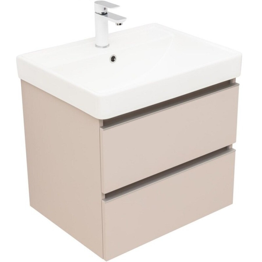 Тумба под раковину Aquanet Вега 2.0, 337941, 60 см, подвесная, бежевый soft touch
