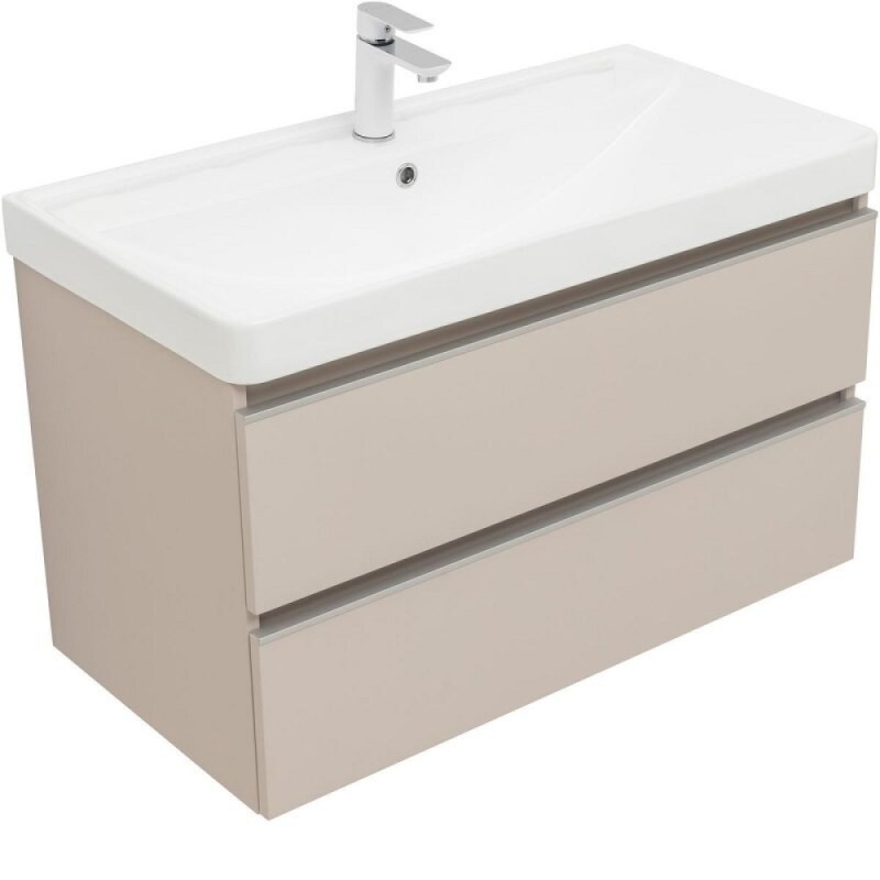 Тумба под раковину Aquanet Вега 2.0, 337944, 90 см, подвесная, бежевый soft touch