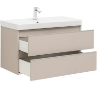 Тумба под раковину Aquanet Вега 2.0, 337944, 90 см, подвесная, бежевый soft touch