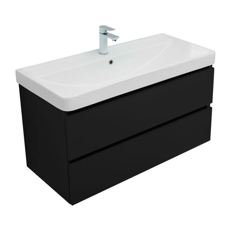 Тумба под раковину Aquanet Вега 2.0, 337951, 100 см, подвесная, черный soft touch