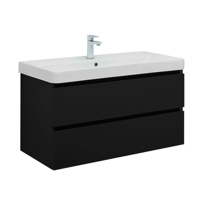 Тумба под раковину Aquanet Вега 2.0, 337951, 100 см, подвесная, черный soft touch